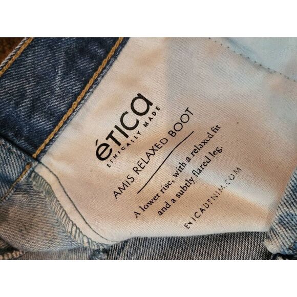 Ética Jeans Women's 30 Blue Amis Relaxed Bootcut Slit Umbra Two Tone Button Fly - Picture 4 of 5